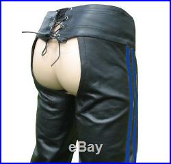 Men's Real Leather Bikers Chaps Leather Chaps available in 3 COLORS Stripes