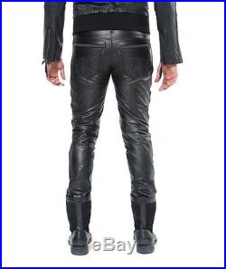 Men's Real Leather Bikers Pants Bikers Trousers WITH FREE LEATHER BELT