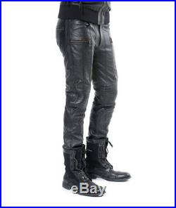 Men's Real Leather Bikers Pants Cowhide Leather Bikers Trousers