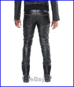 Men's Real Leather Bikers Pants Cowhide Leather Bikers Trousers