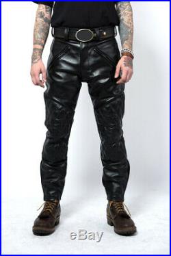 Men's Real Leather Bikers Pants With Quilted Panels Bikers Leather BLUF Pants