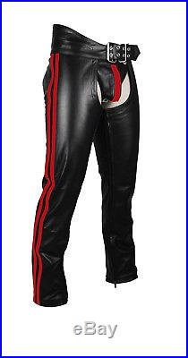 Men's Real Leather Chaps With Detachable Codpeice Bikers Leather Chaps Pants