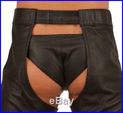 Men's Real Leather Chaps With Leather Brief / Leather Gay Chaps / Bikers Chaps