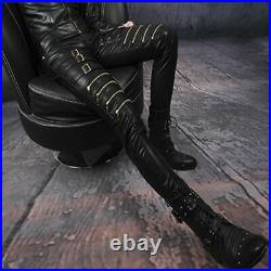 Men's Real Leather Pant Lambskin Leather Jeans Slim fit Biker Casual Pant MP069