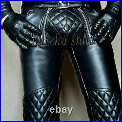 Men's Real Leather Pant Punk Kink Jeans BLUF Trousers Pants Breeches Cuir Bikers