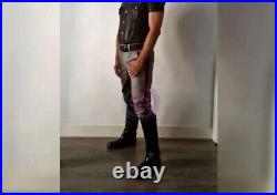 Men's Real Leather Pants Bikers Cowhide Schwarz Jeans Gay Cuir
