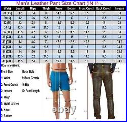 Men's Real Leather Pants Bikers Cowhide Schwarz Jeans Gay Cuir