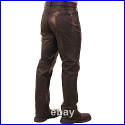 Men's Real Leather Pants Cowhide Black Leather Trousers