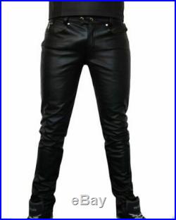 Men's Real Leather Slim Fit 501 Levi's Style Pants Trouser Jeans BLUF Pants