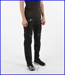Men's Real Leather Slim Fit Pants Bikers Pants With Front Zips Pockets Pants