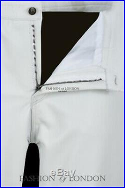 Men's Real Leather Trouser JEANS STYLE' White Lamb Nappa Classic Biker Pants 501