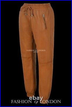 Men's Real Leather Trouser Tan Nappa Jogging Bottom Sweat Track Pants 3040