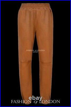 Men's Real Leather Trouser Tan Nappa Jogging Bottom Sweat Track Pants 3040