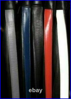 Men's Real Leather Trousers Bikers Breeches Side 4 Different Color Stripes Pants