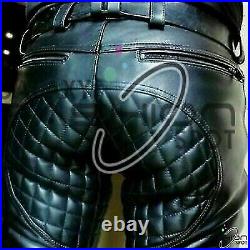 Men's Real Pant Punk Leather Kink Jeans BLUF Trousers Pants Breeches Cuir Bikers