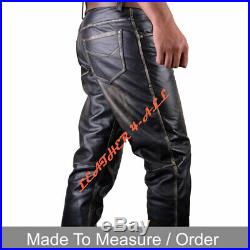 Men's Real Vintage Leather Bikers Pants Levi's 501 Style Handmade Leather Pants