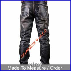Men's Real Vintage Leather Bikers Pants Levi's 501 Style Handmade Leather Pants
