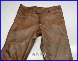 Men's Real Vintage Leather Bikers Pants distressed Leather 5 Pockets Biker Pants