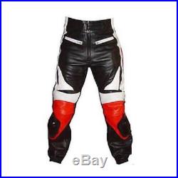 Men's Red Black Leather Motorcycle Pant Racing Pant New All Sizes Custom #1879