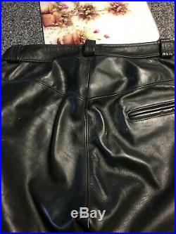 Men's Schott Black Leather Pants Size 36 wst. 29 ins. Motorcycle EUC