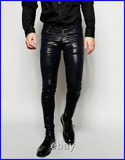 Men's Skinny Leather Pant 100% Real Lambskin Leather Bikers Motorcycle Pant #31