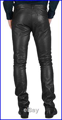 Men's Soft Black Sheep Napa Designer Biker Motorcycle Leather Pant For Men