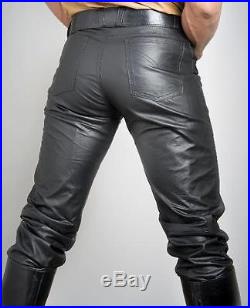 Men's Soft black Sheep Napa Designer Biker Motorcycle Leather Pant For Men