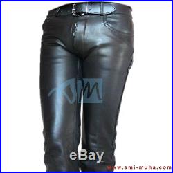 Men's Thick Cow Leather Jeans Model Pant