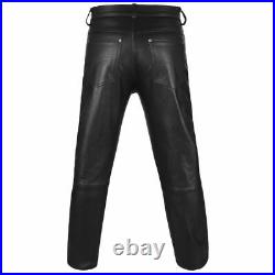 Men's Thick Cow Leather Pant Jeans Style