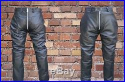 Men's Thick Leather Pant 02 Way Zipper New All Sizes