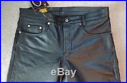 Men's Tschul Black Leather Pants Jeans slim fit NWT from Germany