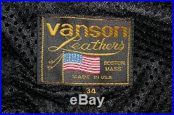 Men's VANSON LEATHERS Black Leather Biker Motorcycle Pants 34