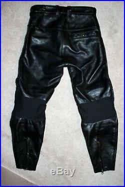 Men's VANSON LEATHERS Black Leather Biker Motorcycle Pants 34