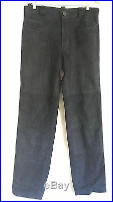 Men's VERSACE ISANTE Midnight Blue Suede Leather Pants 32 / 32
