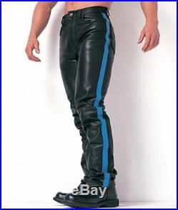 Men's Very Hot Levi's 501 Style Black Bluf Breeche Leather Biker Pant Lederhosen