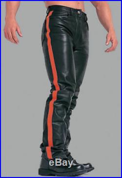 Men's Very Hot Levi's 501 Style Black Bluf Breeche Leather Biker Pant Lederhosen
