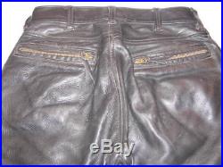Men's Vintage Black Leather LANGLITZ Motorcycle Pants Sz-30 Nice
