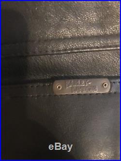 Men's Vintage HARLEY DAVIDSON Black Leather Pants 5 Pocket Jeans Size 36 MINT
