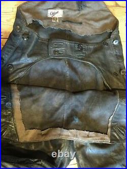 Men's Vintage Swedish Black Leather Motorcycle Trousers Dispatch Riders