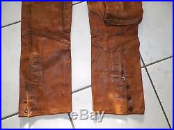 Men's Vtg Ralph Lauren Distressed Leather Cargo Style Pants Padded Thigh & Seat