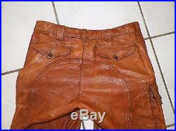 Men's Vtg Ralph Lauren Distressed Leather Cargo Style Pants Padded Thigh & Seat