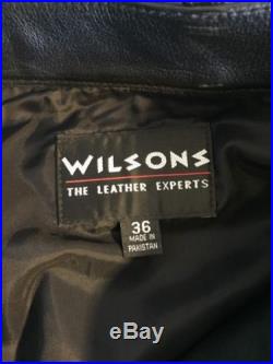 Men's WILSONS THE LEATHER EXPERTS Black Leather Lined Slim Leg Pants Sz 36 New