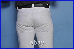 Men's White Genuine Lambskin Real 100%Premium Leather Casual Pant ZL-0026