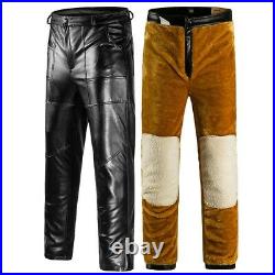 Men's Winter Leather Pants Thickened Warm Motorcycle Trousers Biker Outdoor Chic