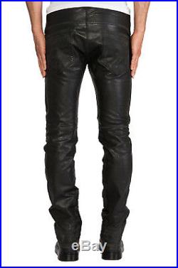 Men's black leather pants lambskin dress casual Party sizes 28 30 32 34 36 38