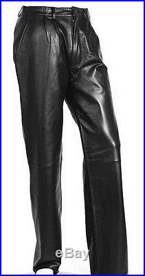Men's black leather pants lambskin dress pants sizes 28 30 32 34 36 42 46 48