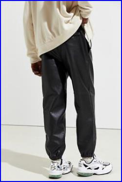 Men's genuine leather joggers pants black leather pants Fashion freestyle pants