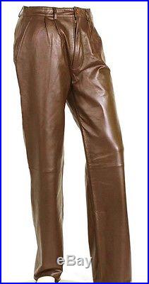 Men's genuine leather pants dress pants pleated waist size 32 thru 50
