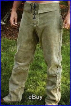 Men's handmade native American mountain Rare Leather unique hand made war Pant