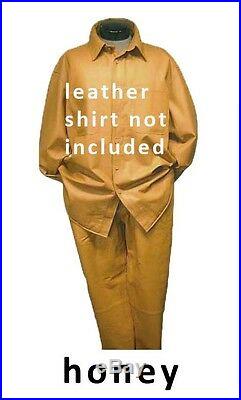 Men's leather dress pants pleated slacks genuine leather relaxed fit